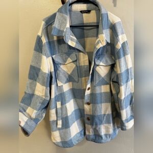 Blue and White Plaid Shacket